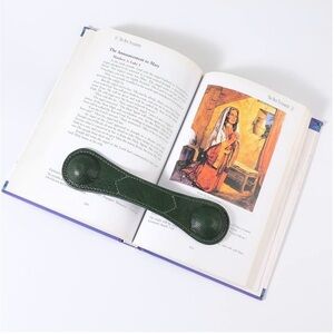 Green Genuine Leather Weighted Bookmark